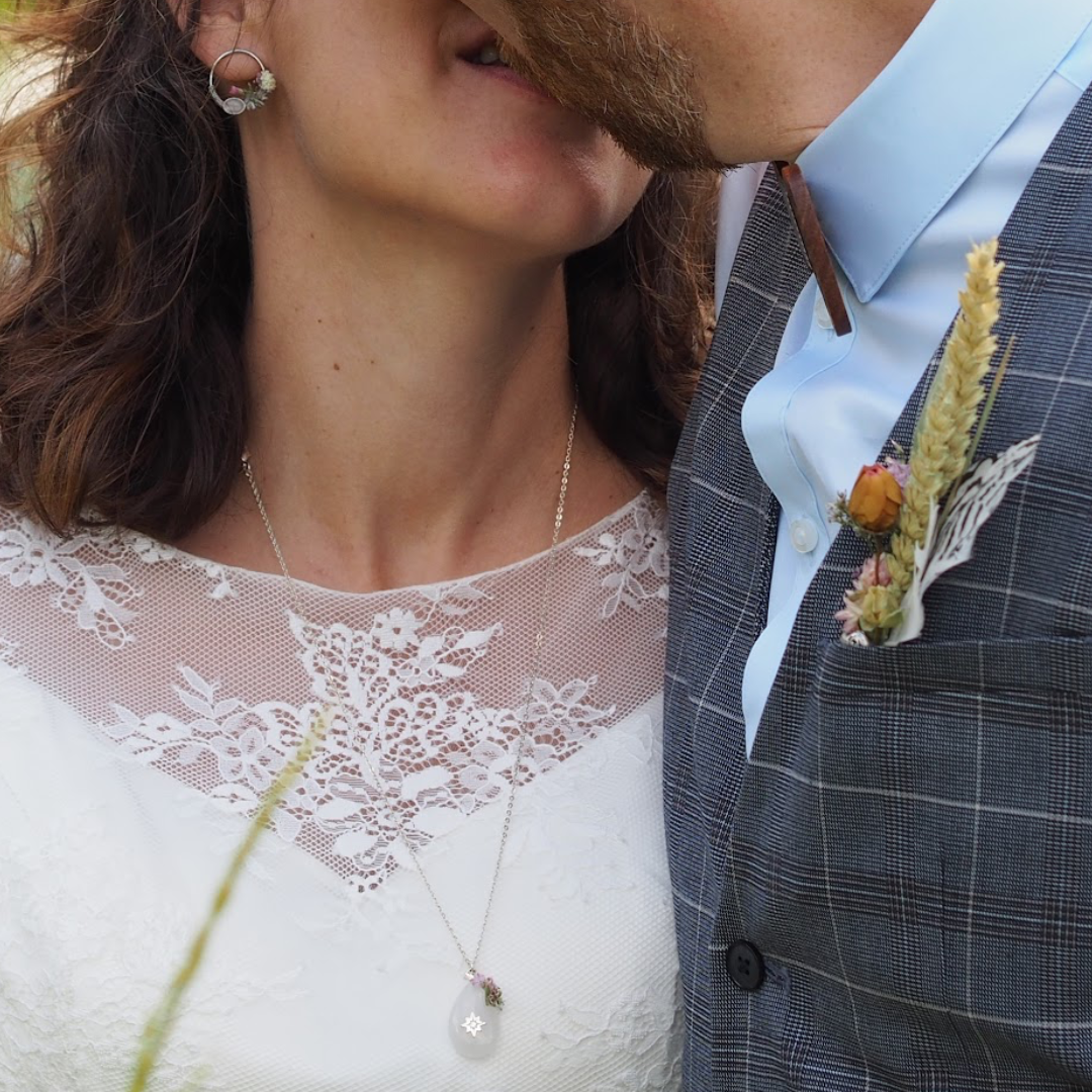 Parure de mariage en fleurs séchées et pierres demies précieuses 1B2F