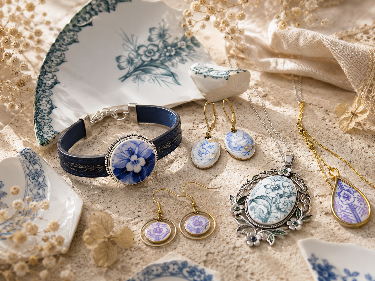 Bijoux uniques en céramique recyclée 1B2F créations