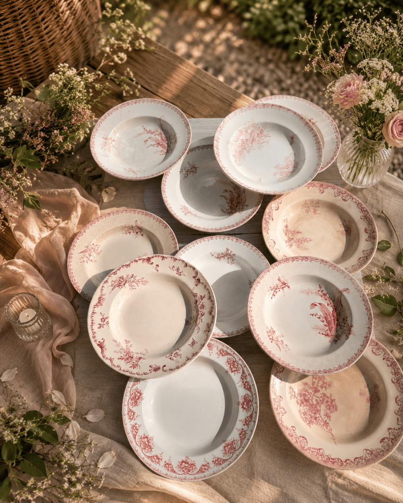 1B2F locations - Vaisselle ancienne vieux rose